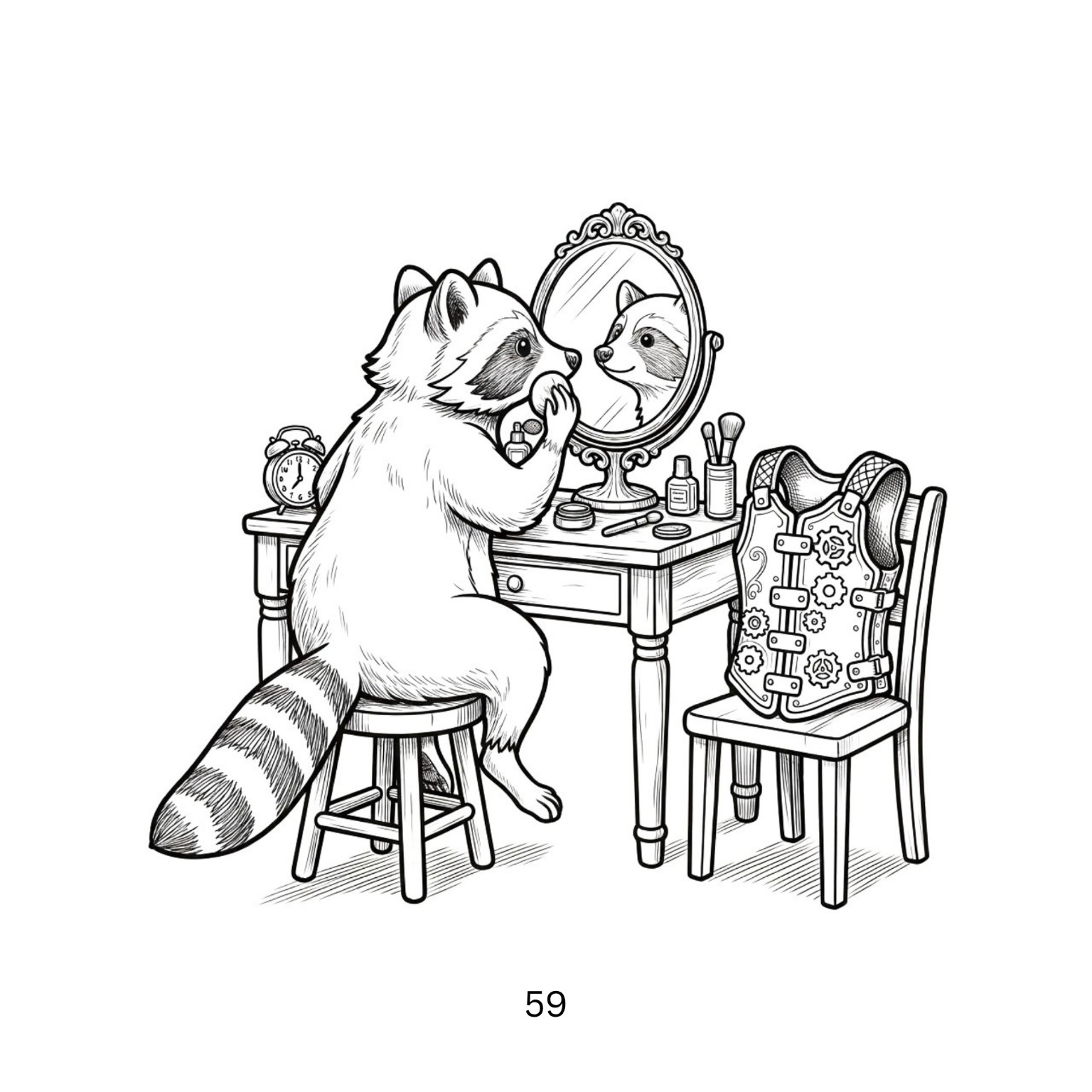 Woodland animals sharing a treat together in a steampunk forest setting